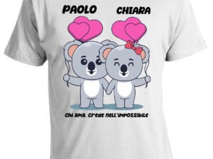 T-shirt San Valentino personalizzabile con nome frase dedica chi ama crede nell'impossibile
