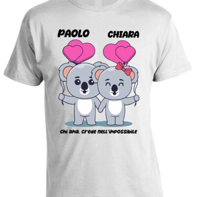 T-shirt San Valentino personalizzabile con nome frase dedica chi ama crede nell'impossibile