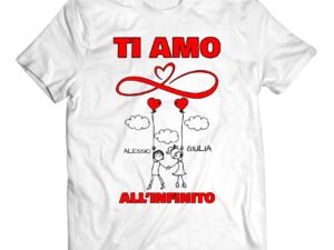 T-shirt San Valentino personalizzabile con nome ti amo all'infinito