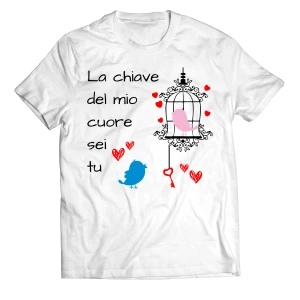 Maglietta SanValentino T-Shirt Innamorati La chiave del mio cuore sei tu - Love - Amore - Regalo