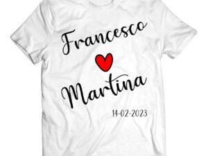 T-shirt San Valentino personalizzabile con nome e data ricorrenza