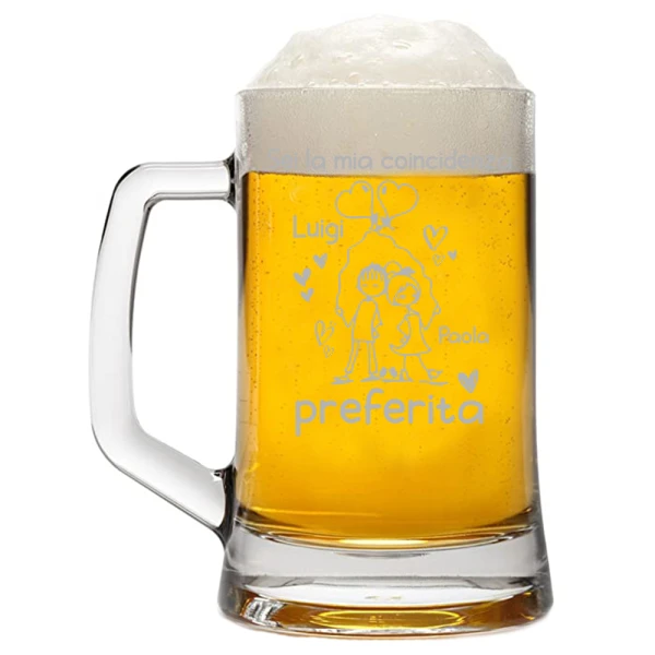 Boccale da Birra SanValentino PERSONALIZZABILE CON NOME Sei la mia coincidenza preferita Bicchiere 50 cl con incisione Regalo Fidanzati Innamorati Divertenti - immagine 4