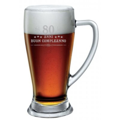 Boccale da Birra 38 cl 80 anni Buon Compleanno con incisione - Idea regalo