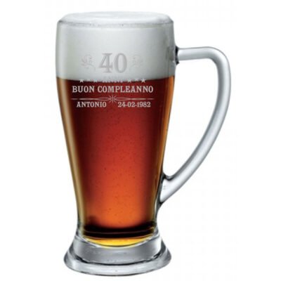 Boccale da Birra 38 cl PERSONALIZZABILE Compleanno con nome anni e data nascita Incisione  - Idea regalo