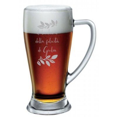Boccale da Birra 38 cl PERSONALIZZABILE con nome Incisione Il bicchiere della felicità  - Idea regalo