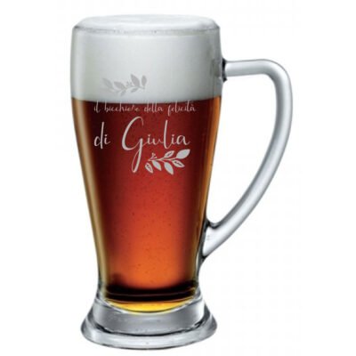Boccale da Birra 38 cl PERSONALIZZABILE con nome Incisione bicchiere della felicità  - Idea regalo