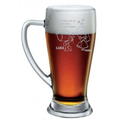 Boccale da Birra SanValentino PERSONALIZZABILE CON NOME Voglio stare con te solo due volte: adesso e per sempre Bicchiere 38 cl con incisione Regalo Fidanzati Innamorati Divertenti