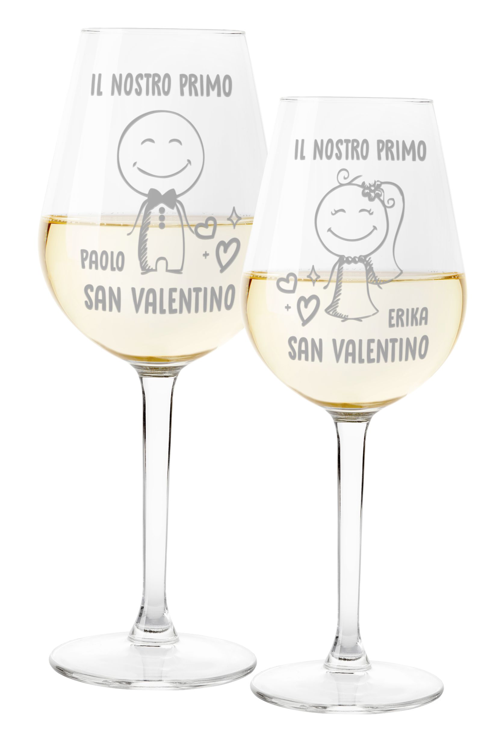 Generico Bicchiere da Vino Personalizzato con Nome Calice da Vino Bianco  Rosso Inciso con Nome Testo Data Anniversario Amore Love Brindisi Festa  degli