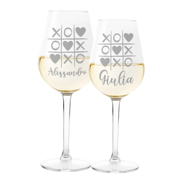 Coppia Calici Vino Personalizzabili con nome SanValentino Tris Innamorati Love 50cl