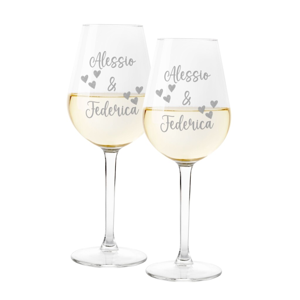 Generico Bicchiere da Vino Personalizzato con Nome Calice da Vino Bianco  Rosso Inciso con Nome Testo Data Anniversario Amore Love Brindisi Festa  degli