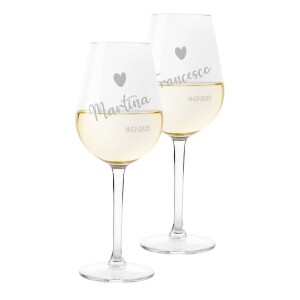 Coppia Calici Personalizzati Set da 2 calici vino personalizzati con nome  Love - bicchiere in vetro 500 ml - ColorFamily