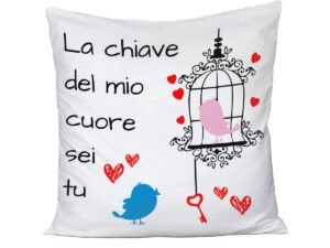 Cuscino SanValentino Innamorati La chiave del mio cuore sei tu - Love - Amore - Regalo in cotone 40x40 cm