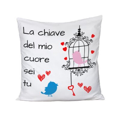 Cuscino SanValentino Innamorati La chiave del mio cuore sei tu - Love - Amore - Regalo in cotone 40x40 cm