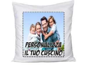 Cuscino Personalizzato con Foto Idea Regalo Amore SanValentino Innamorati Compleanno Natale 40x40 cm con imbottitura Retro Bianco