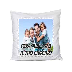 Cuscino Personalizzato con Foto Idea Regalo Amore SanValentino Innamorati Compleanno Natale 40x40 cm con imbottitura Retro Bianco