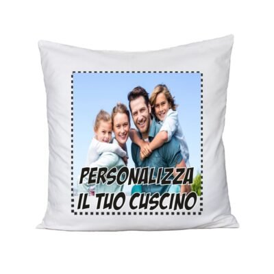 Cuscino Personalizzato con Foto Idea Regalo Amore SanValentino Innamorati Compleanno Natale 40x40 cm con imbottitura Retro Bianco