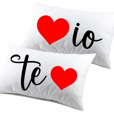 Coppia Federe SanValentino Matrimoniali Io & Te Couple Love Innamorati Idea regalo Lui Lei