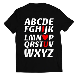 Maglietta SanValentino T-Shirt Innamorati Alfabeto I Love You - Love - Amore - Regalo
