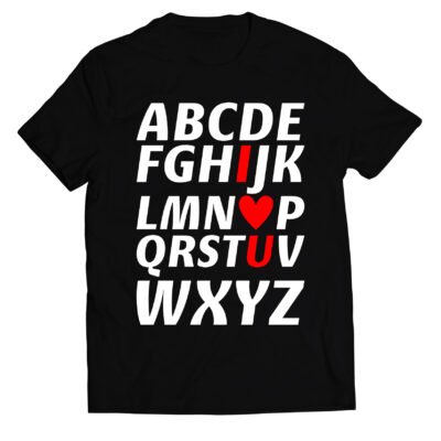 T-shirt San Valentino alfabeto I Love You