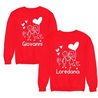 Coppia felpe girocollo personalizzabili San Valentino fidanzati innamorati