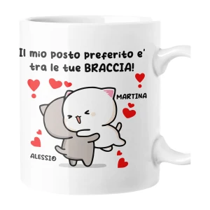 Tazza SanValentino Personalizzabile Il mio posto preferito è tra le tue braccia personalizzabile con nome Love Innamorati Mug 11oz idea regalo