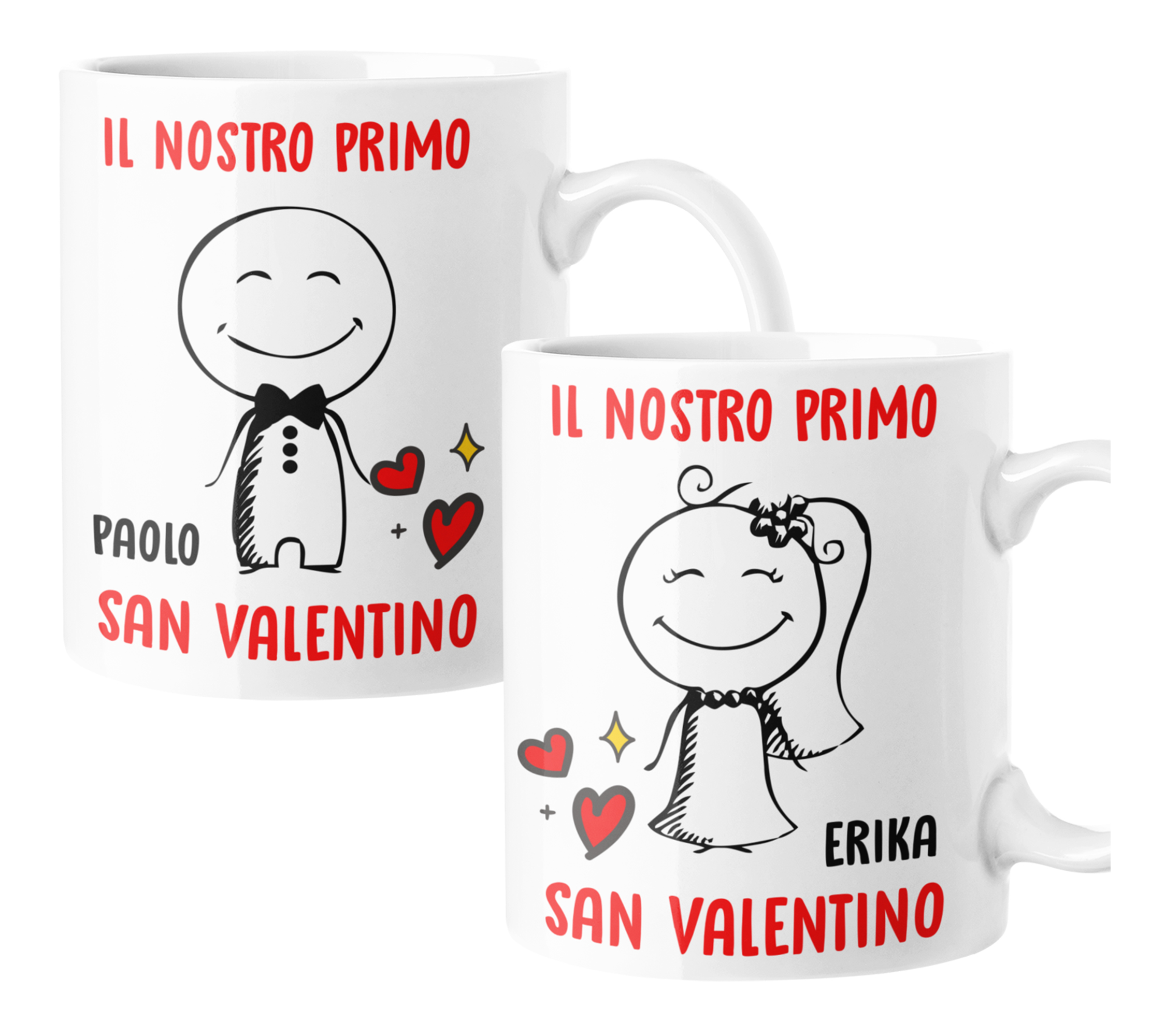 Coppia Tazze SanValentino PERSONALIZZABILI CON NOME Il nostro Primo San  Valentino Love idea regalo Mug 11oz - ColorFamily