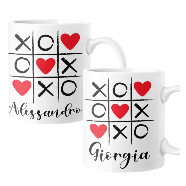 Coppia Tazze SanValentino PERSONALIZZABILI CON NOME Tris Love idea regalo Mug 11oz