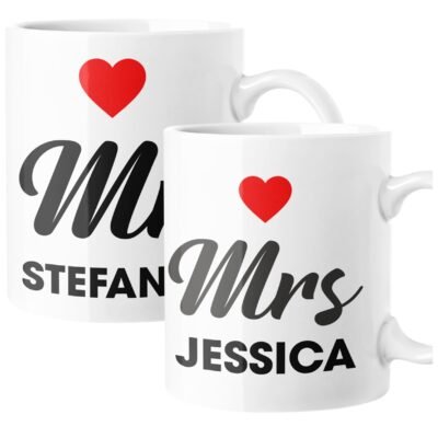 Coppia Tazze Sanvalentino Personalizzabile Mr & Mrs Personalizza con Nome Amore Innamorati Fidanzati Regalo Lui e Lei Mug 11 Oz