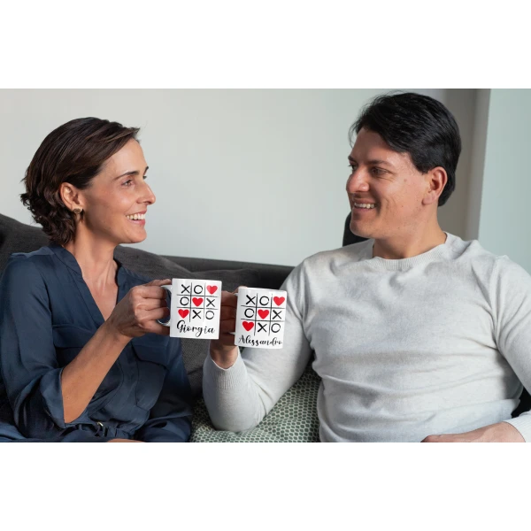 Coppia Tazze SanValentino PERSONALIZZABILI CON NOME Tris Love idea regalo Mug 11oz - immagine 4