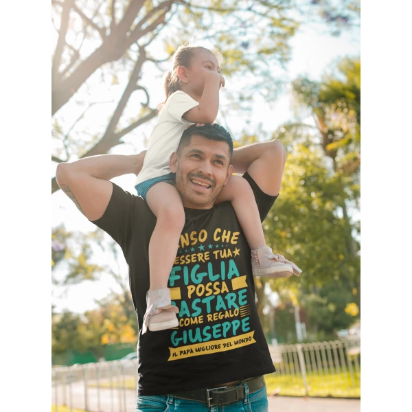 Maglietta Papà Personalizzabile con nome Festa del Papà Penso che essere tua figlia possa bastare come regalo personalizzata t-shirt divertente Idea regalo papà - immagine 2