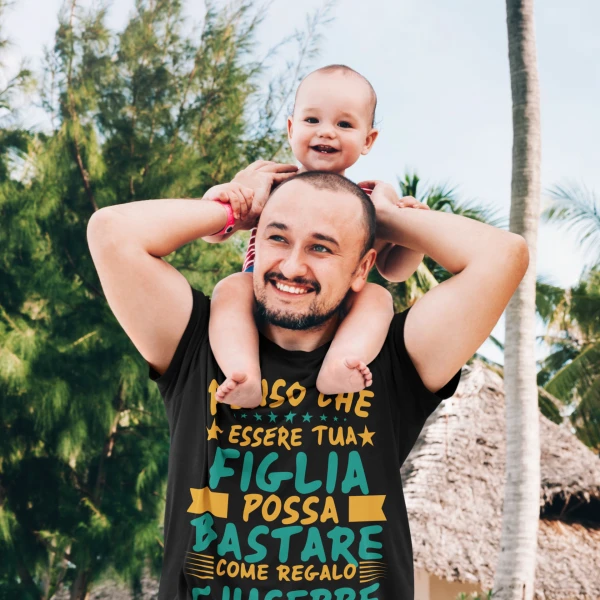 Maglietta Papà Personalizzabile con nome Festa del Papà Penso che essere tua figlia possa bastare come regalo personalizzata t-shirt divertente Idea regalo papà - immagine 3