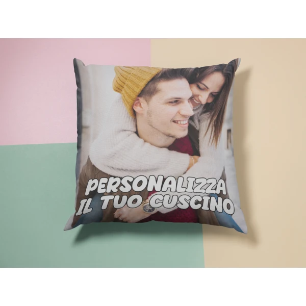 Cuscino Personalizzato con foto e scritta Regalo SanValentino Compleanno Natale Anniversario Matrimonio Fidanzamento 40x40 cm - immagine 3