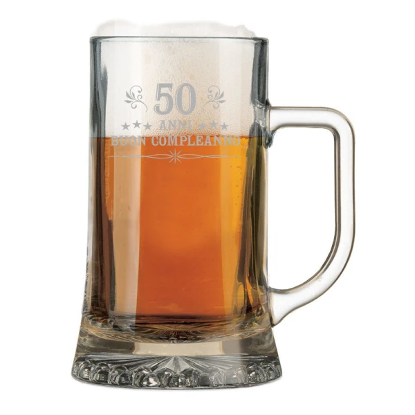 Boccale da Birra 50 cl 50 anni Buon Compleanno con incisione - Idea regalo