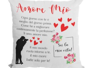 Cuscino SanValentino con Dedica Moglie Amore Ti Amo Innamorati Regalo 40x40 cm in cotone