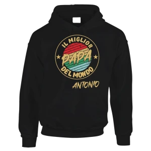 Felpa con cappuccio Papà Personalizzabile con nome Festa del Papà Il Miglior Papà del Mondo personalizzata t-shirt divertente Idea regalo papà