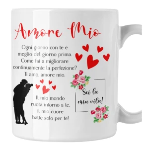 Tazza SanValentino con Dedica Moglie Amore Ti Amo Innamorati Regalo Mug in ceramica 11Oz