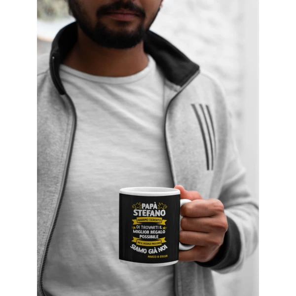Tazza Papà Personalizzabile Festa del Papà Abbiamo trovato il miglior regalo possibile, ma il regalo migliore siamo già noi 11Oz - immagine 5