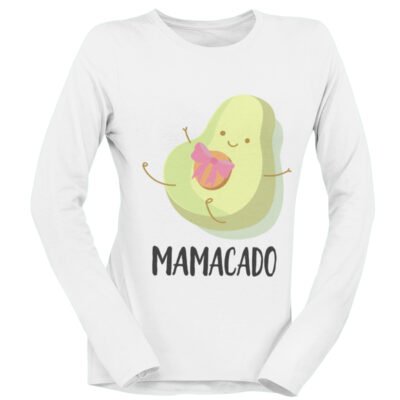 Tshirt Maniche Lunghe Gravidanza Mamacado Femminuccia Fiocco Rosa Avocado divertente carino - Idea Regalo divertente