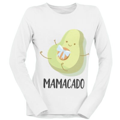 Tshirt Maniche Lunghe Gravidanza Mamacado Maschietto Fiocco Azzurro Avocado divertente carino - Idea Regalo divertente