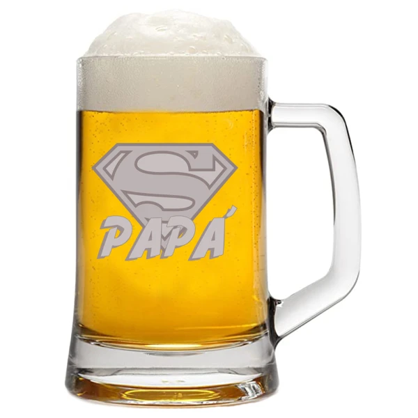 Boccale da Birra con incisione Papà - super papà - eroe - papà  - festa del papà - capienza 50 cl