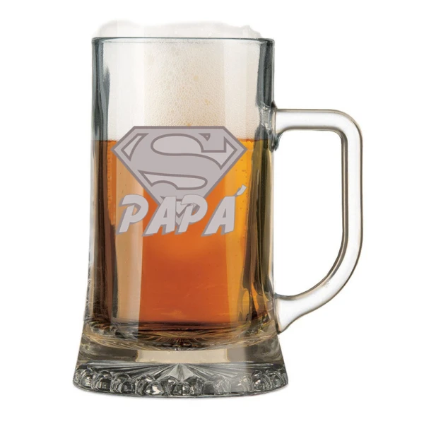 Boccale da Birra con incisione Papà - super papà - eroe - papà  - festa del papà - capienza 50 cl - immagine 2