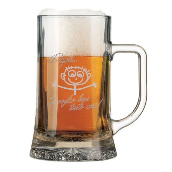 Boccale da Birra con incisione Papà - papà ti voglio bene tanto così!! - evento  - festa del papà - capienza 50 cl - immagine 2