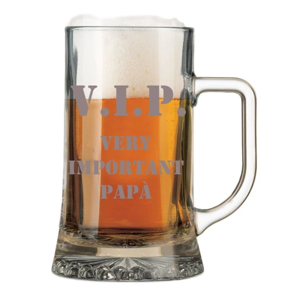 Boccale da Birra con incisione Papà - V.I.P very important papà - vip - festa del papà - capienza 50 cl - immagine 2