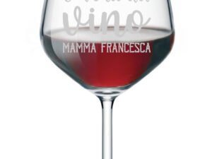 Calice da Vino Personalizzato con Nome Incisione Mamma Festa della Mamma Shhh! E' l'ora del vino - calice in vetro chiaro 500 ml