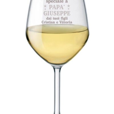 Calice vino 500 ml con incisione personalizzabile Papà Un brindisi speciale dai tuoi figli - personalizza con nome