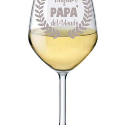 Calice vino 500 ml con incisione Papà Miglior papà del mondo