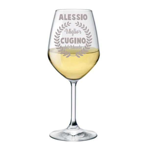 Calice vino 500 ml con incisione Cugino personalizzabile con nome Miglior cugino del mondo