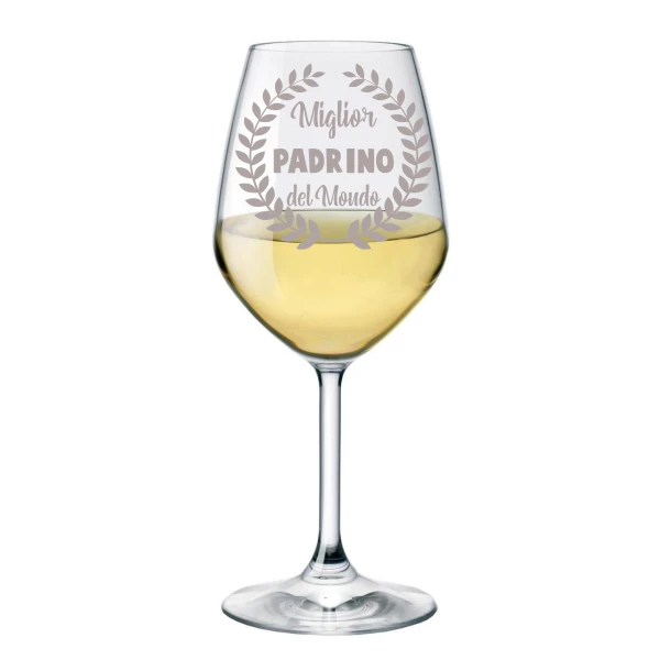 Calice vino 500 ml con incisione Padrino Miglior padrino del mondo