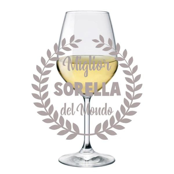 Calice vino 500 ml con incisione Sorella personalizzabile con nome Miglior sorella del mondo