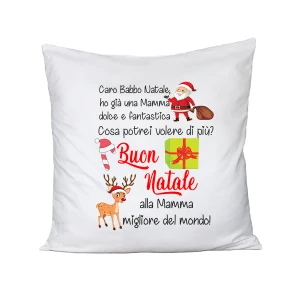 Cuscino Natale Mamma migliore del Mondo Buon Natale in cotone 40x40 cm